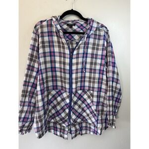 Torrid Size 1 VERY Lightweight Plaid Zip up Jacket Shirt Weight